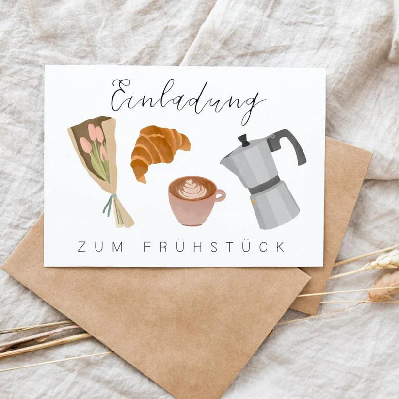 Glückwunschkarte Einladung zum Frühstück