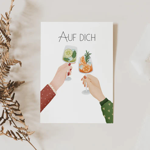 Postkarte Anstoßen "Auf Dich"