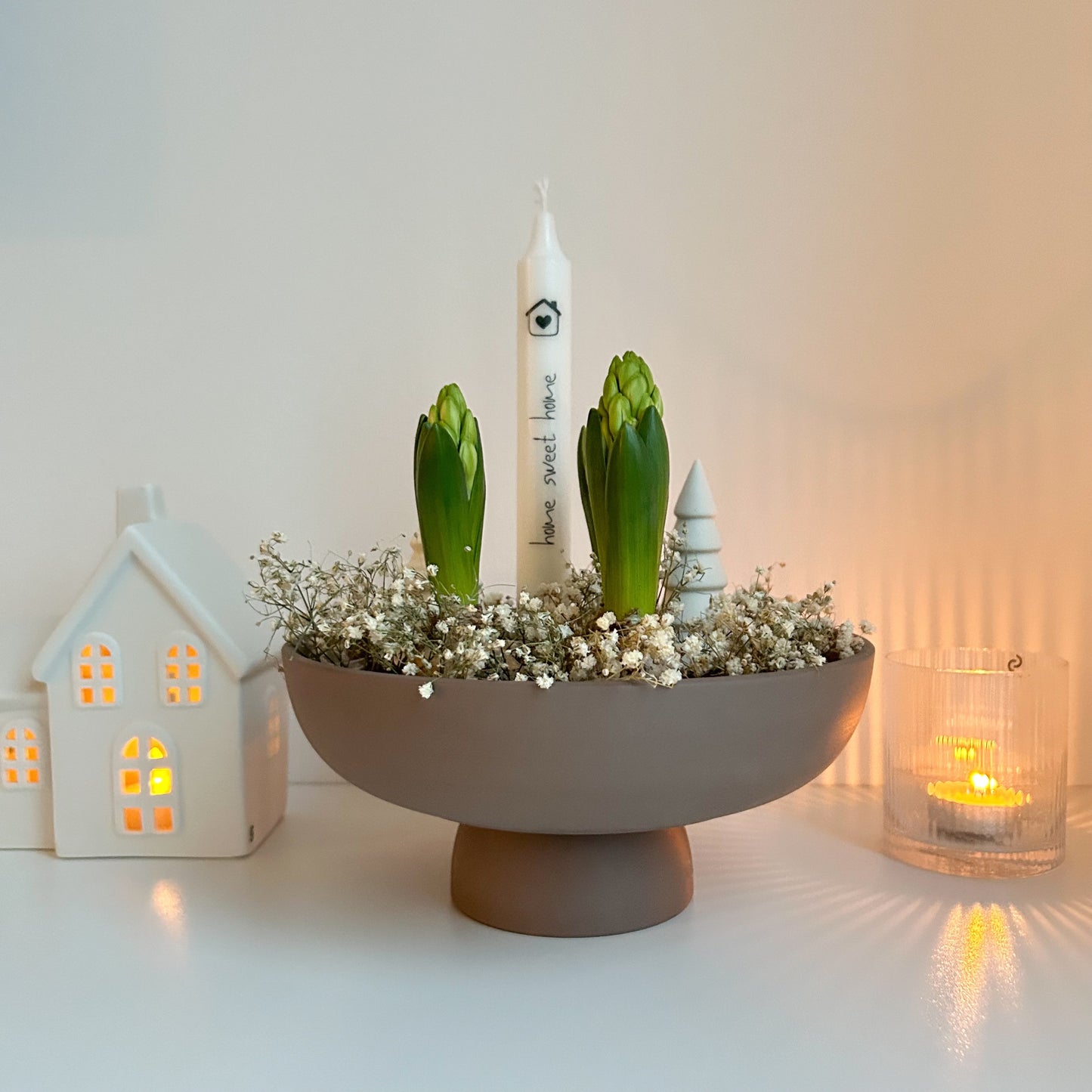 Kerzenhalter/Adventsschale Loua aus brauner Keramik