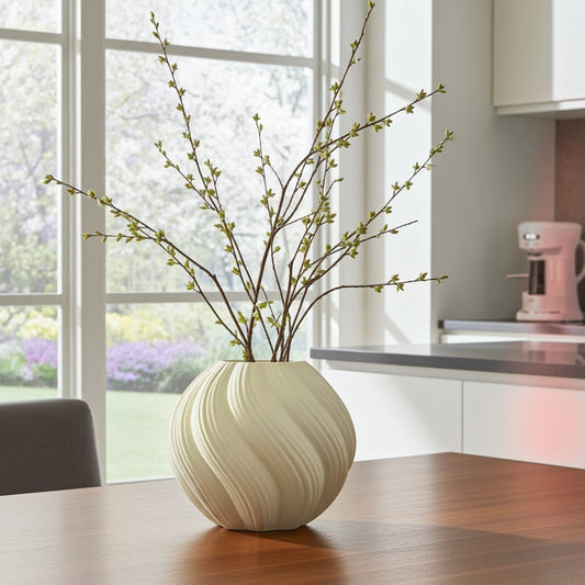 Vase gedreht aus Glas/Weiß