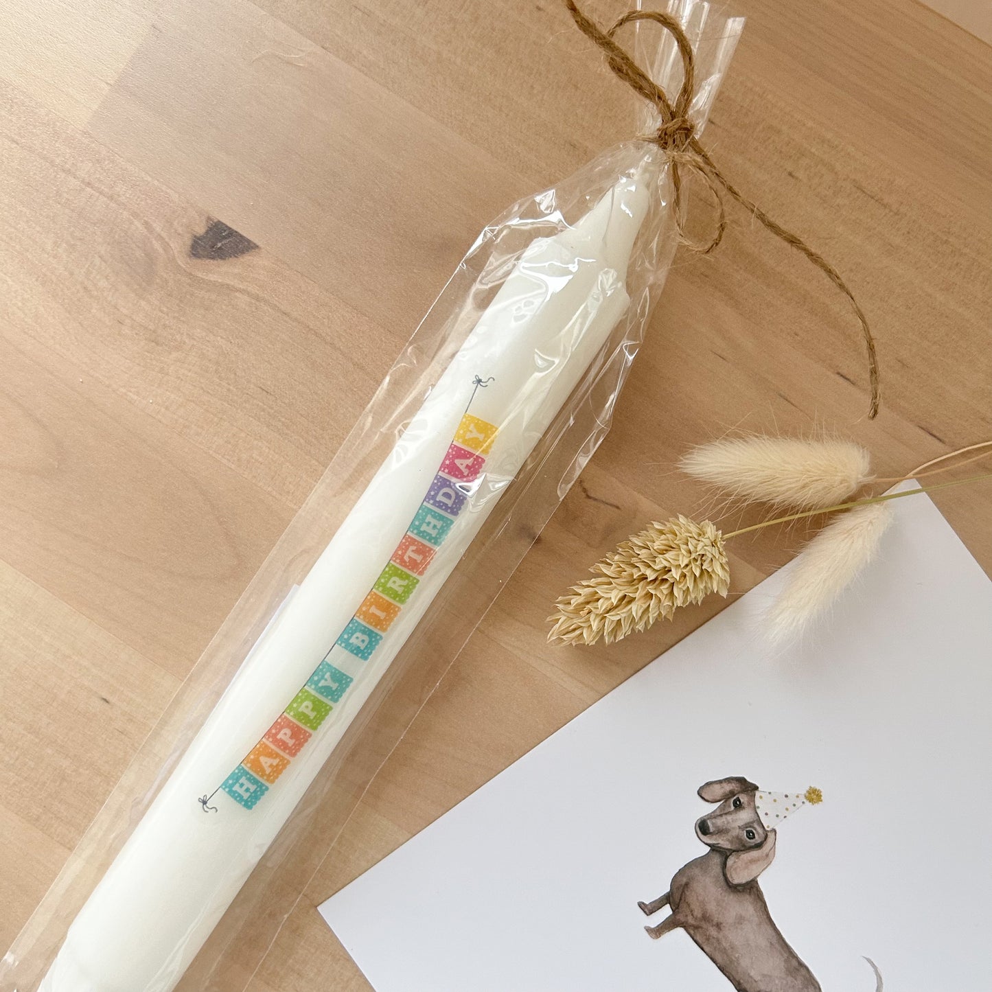 Geburtstagskerze „Happy Birthday“ (bunt)