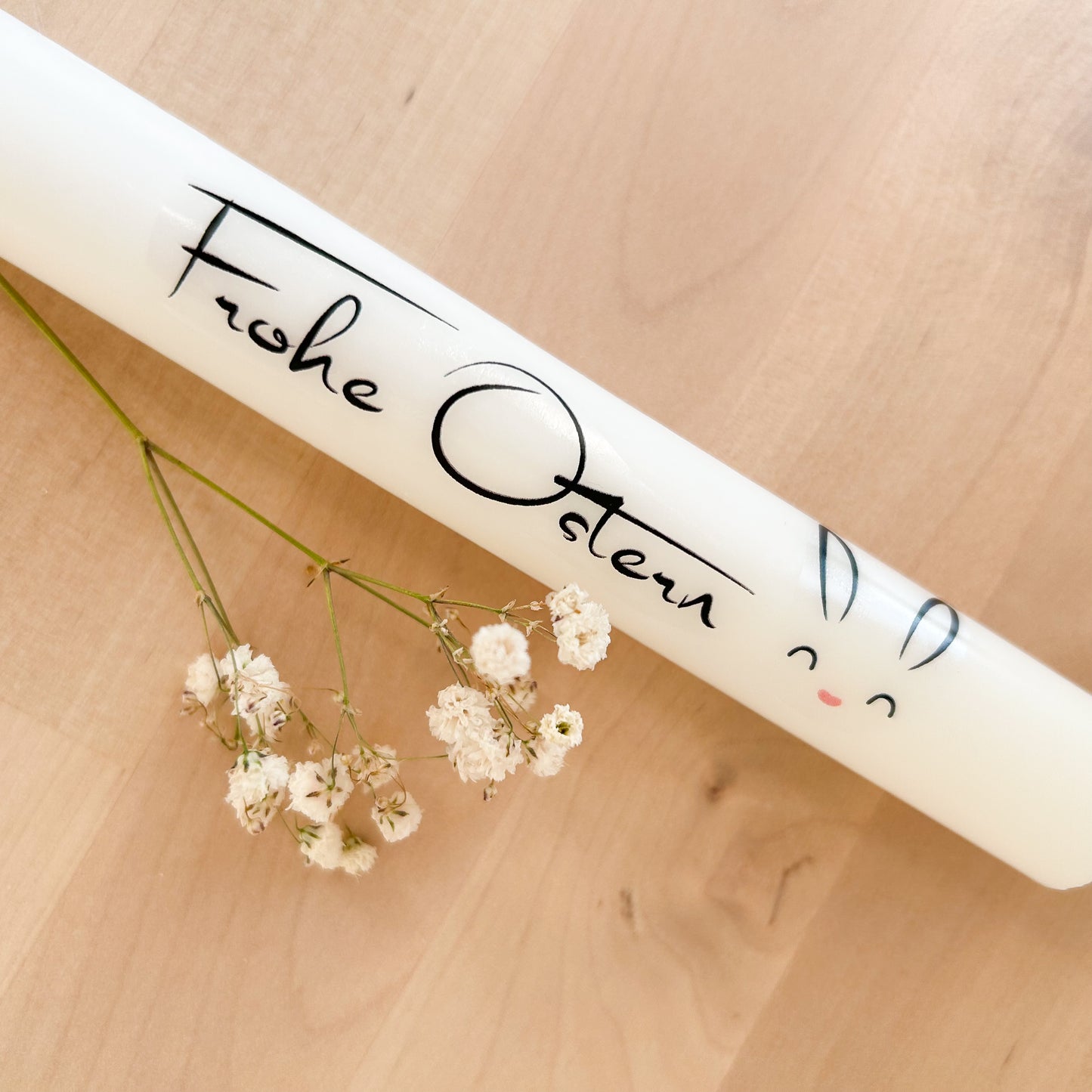 Osterkerze „Frohe Ostern“ mit Hase