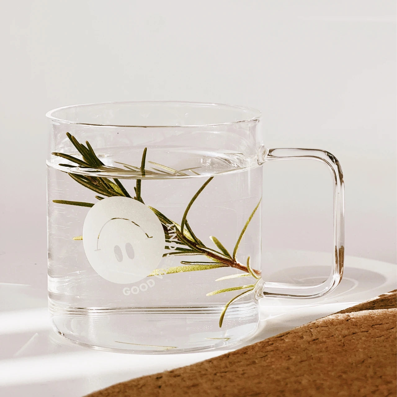 Trinkglas/ Kaffeeglas mit Henkel Smiley