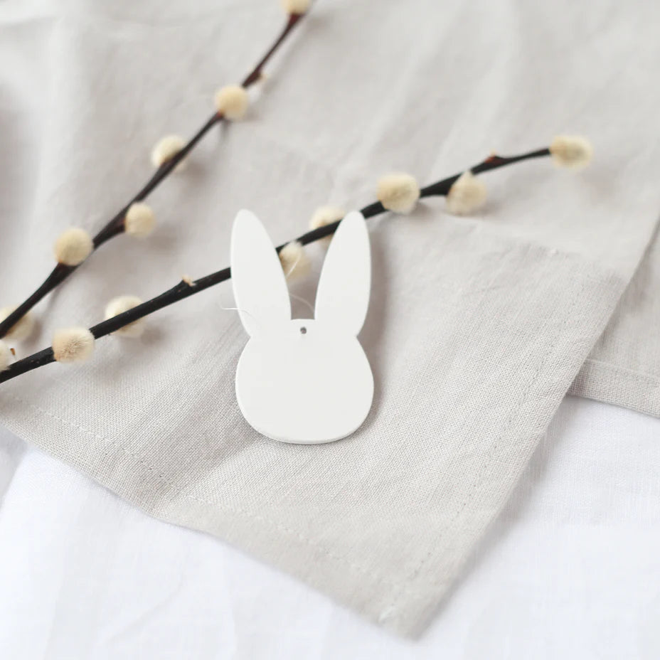 Holzanhänger Hase weiß im 2er Set