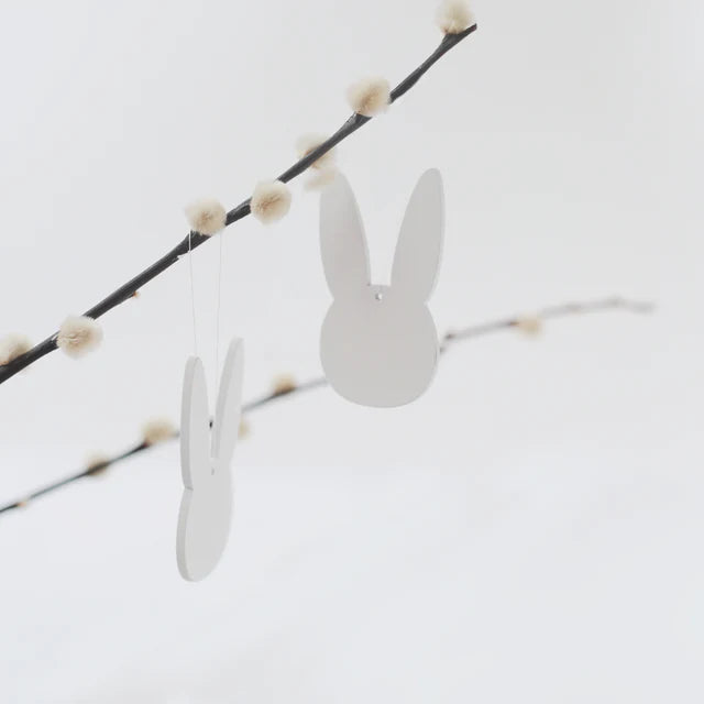 Holzanhänger Hase weiß im 2er Set