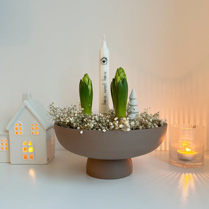 Kerzenhalter/Adventsschale Loua aus brauner Keramik