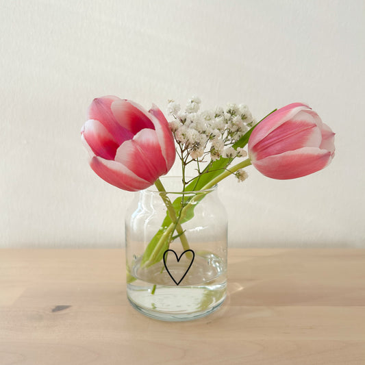 Vase aus Glas klein Herz