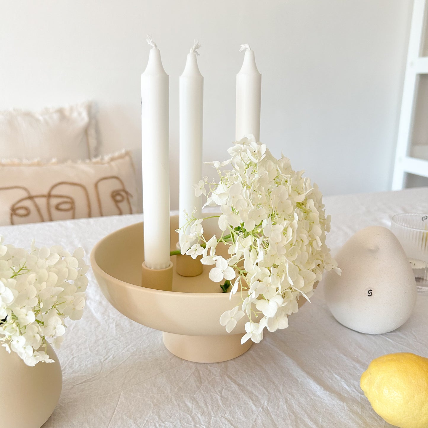 Kerzenhalter beige Keramik