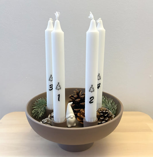 Kerzenhalter/Adventsschale Loua aus brauner Keramik