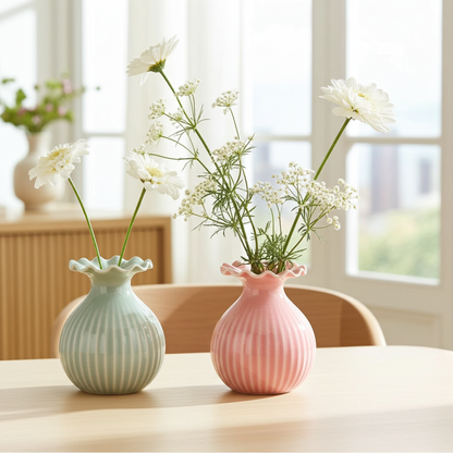 Vase Pastell mit Wellenrand in 3 Farben erhältlich
