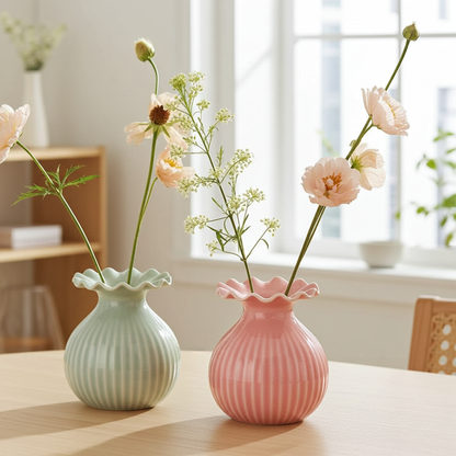 Vase Pastell mit Wellenrand in 3 Farben erhältlich