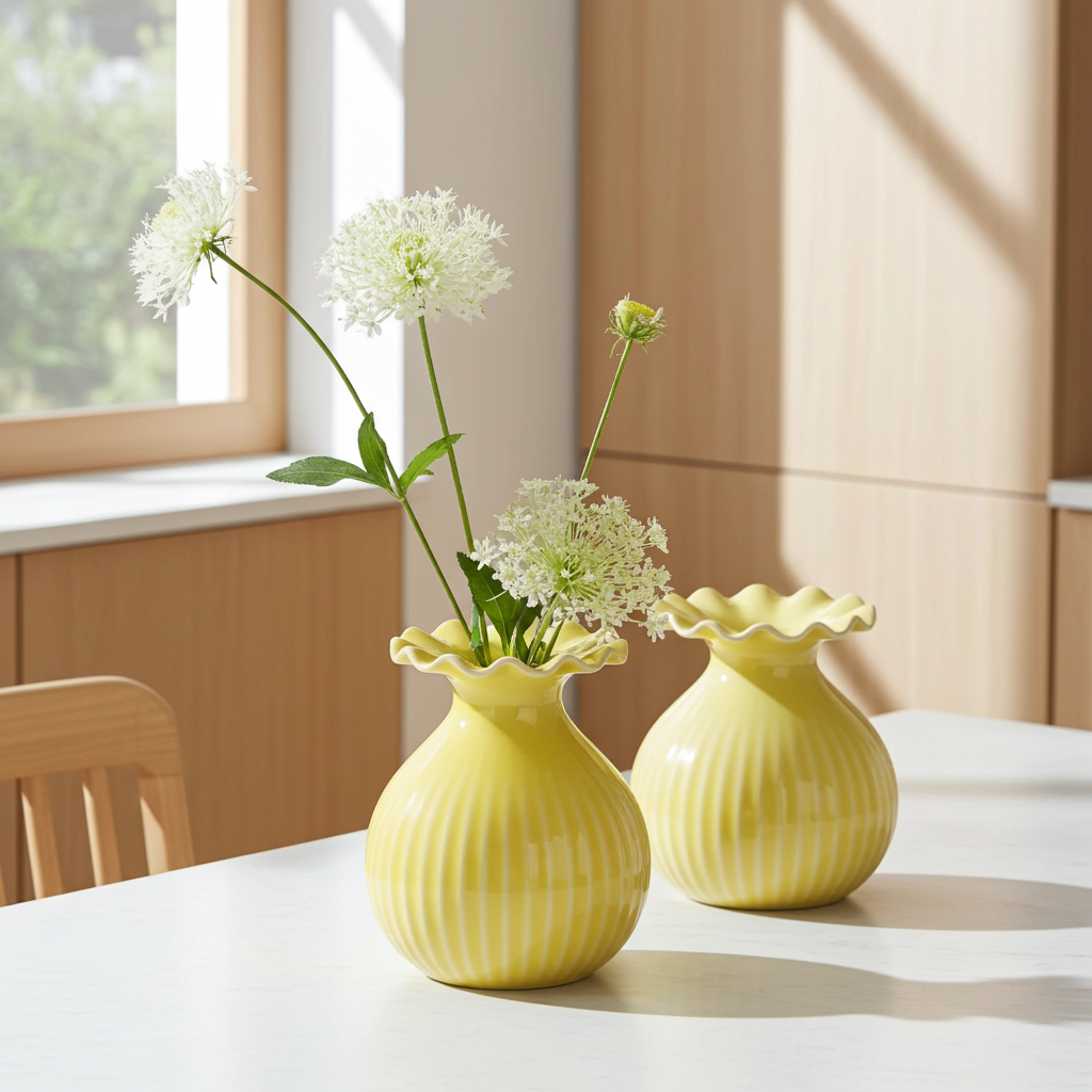 Vase Pastell mit Wellenrand in 3 Farben erhältlich