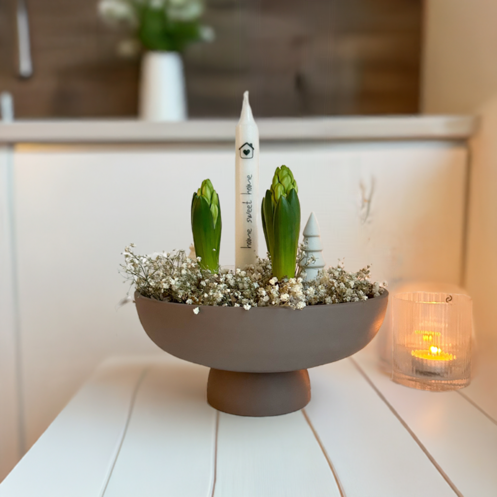 Kerzenhalter/Adventsschale Loua aus brauner Keramik
