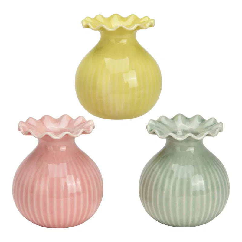 Vase Pastell mit Wellenrand in 3 Farben erhältlich