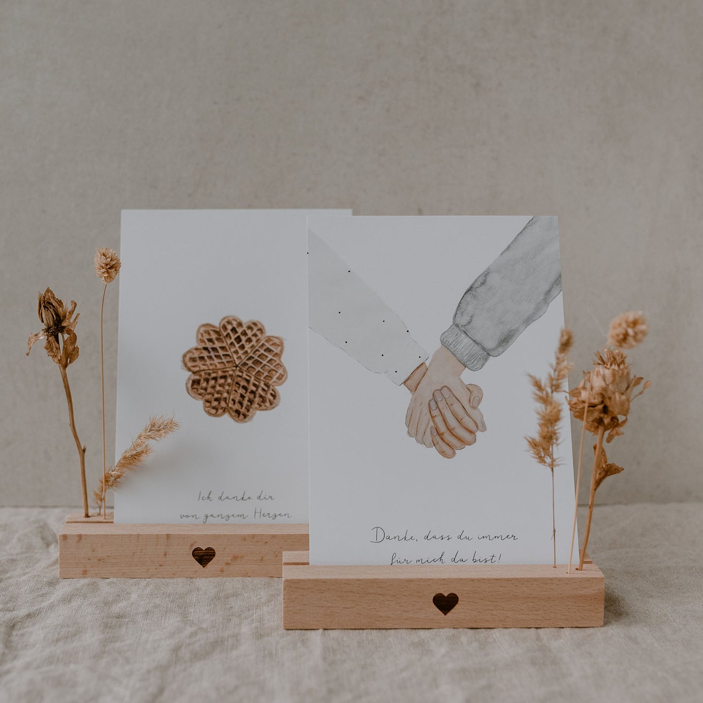 Karten- und Blumenhalter 2er Set Herz